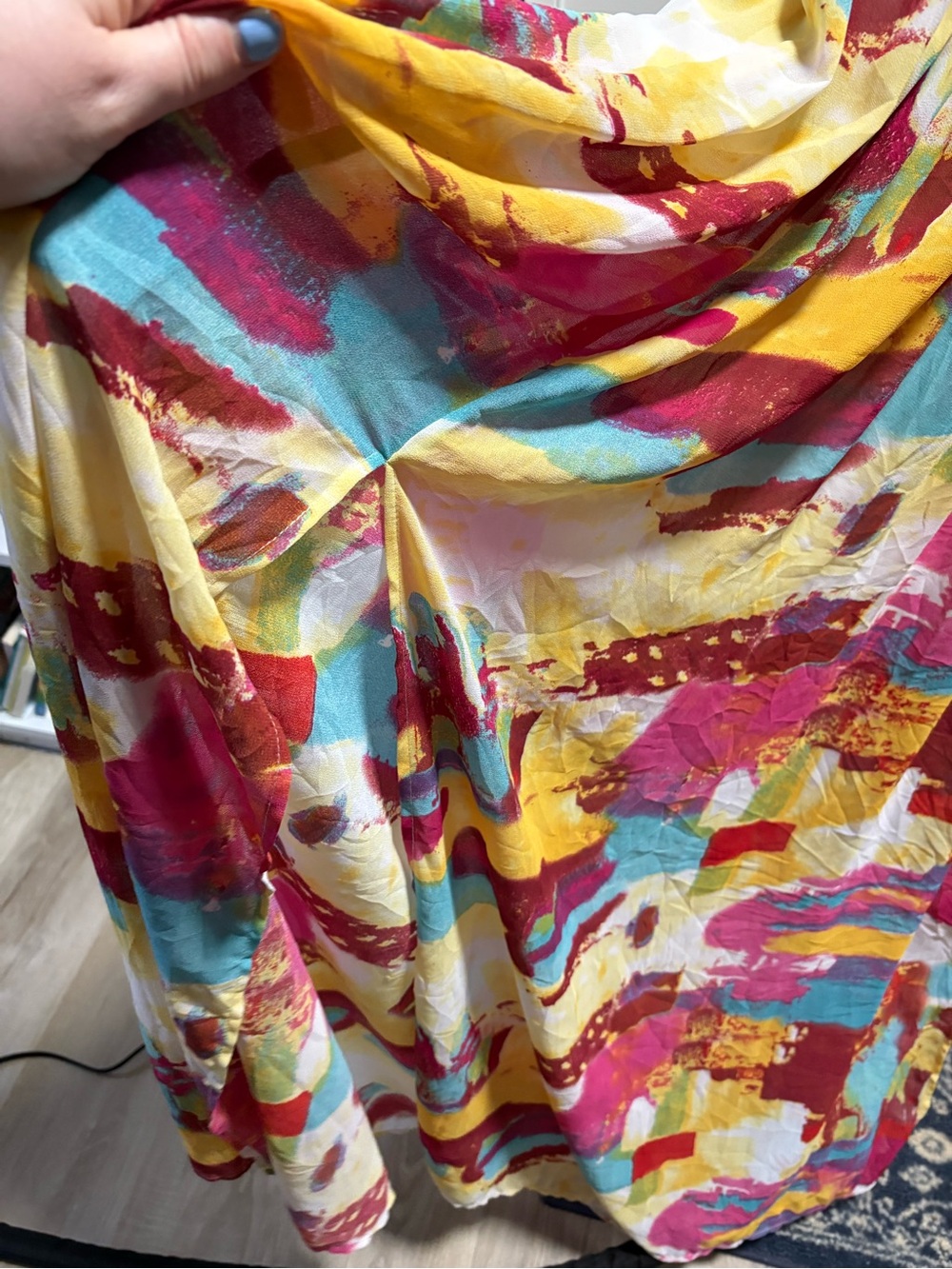 Papaya V-Neck Maxi Dress in Pink, Yellow & Teal Great for a Summer Wedding - Picture 4 of 10